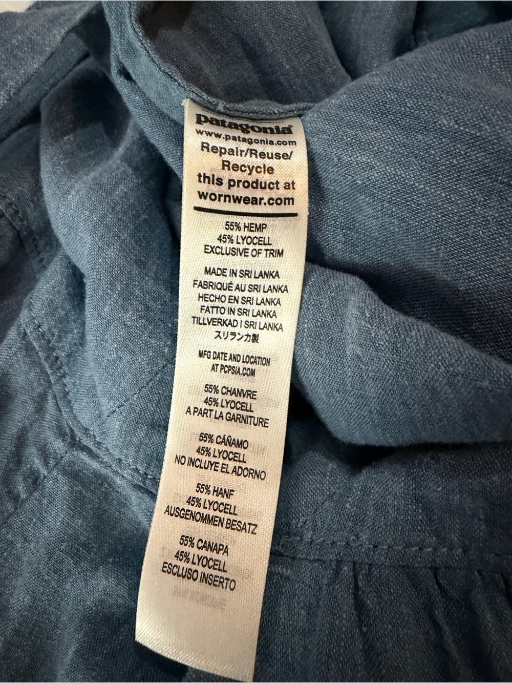 NWT PATAGONIA Garden Island Dress Still Blue Midi Denim Hemp XS - Picture 9 of 15
